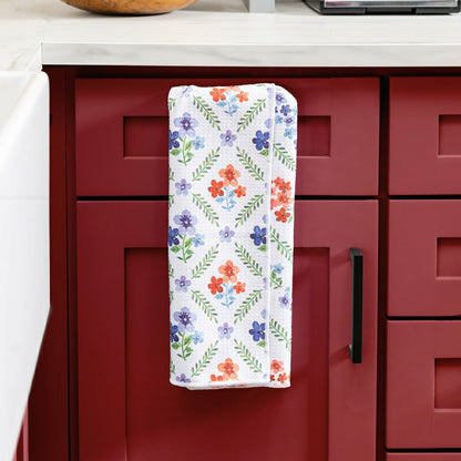 Red, White, & Bloom Kitchen Towel Quick Dry Waffle Weave Double-Sided,