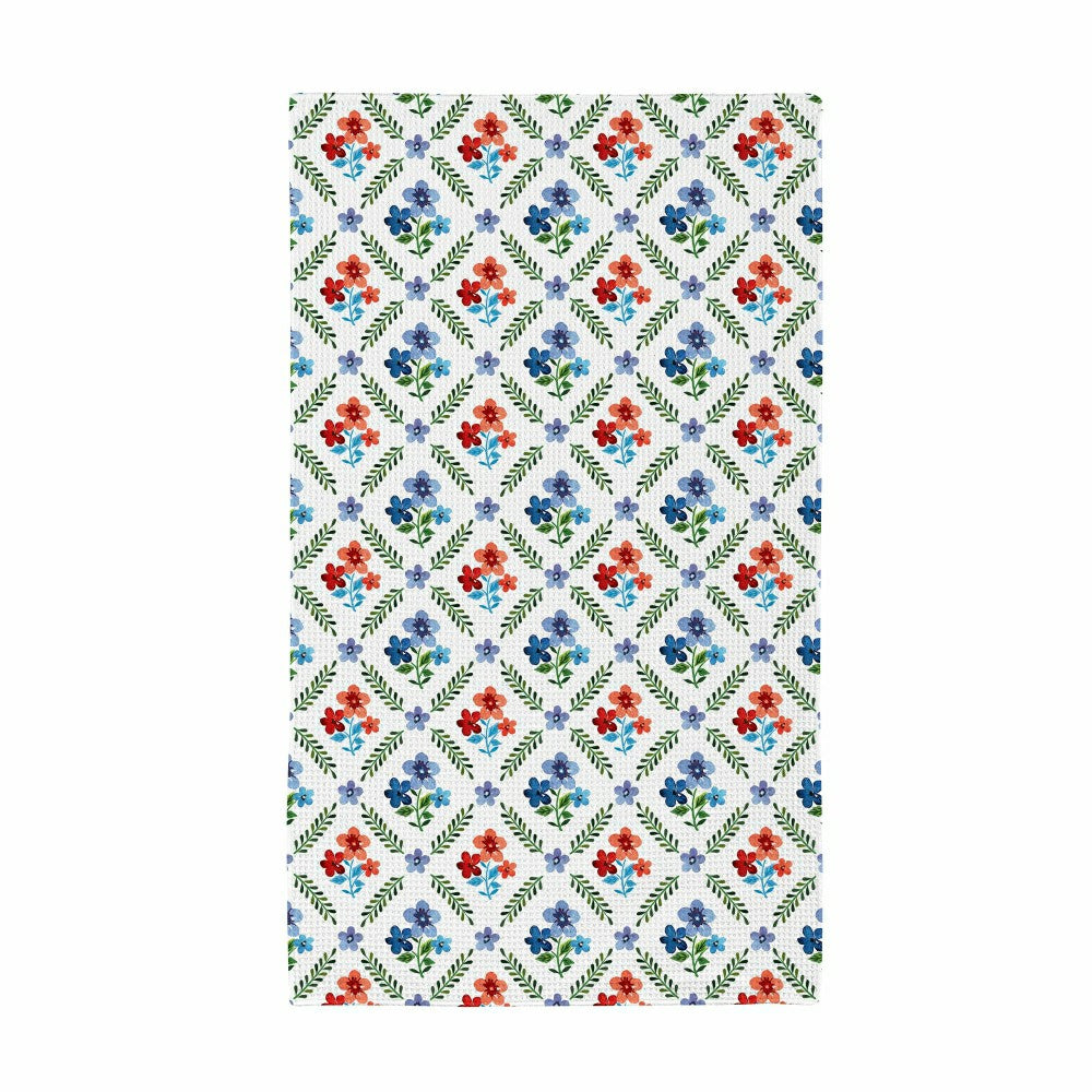 Red, White, & Bloom Kitchen Towel Quick Dry Waffle Weave Double-Sided,