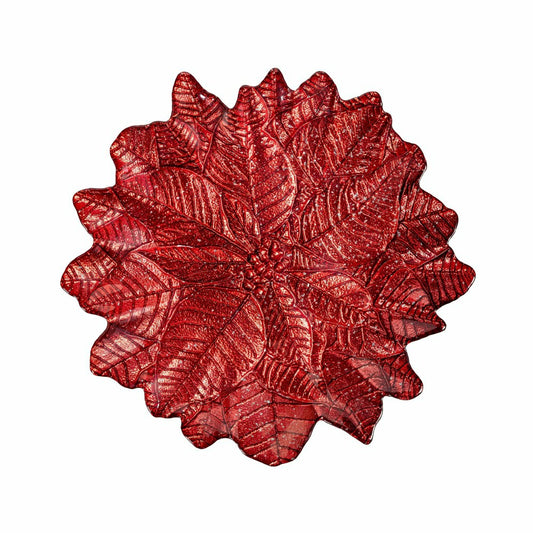 Feels Like The Holidays Plate Glass Poinsettia Serving Dish, 12"