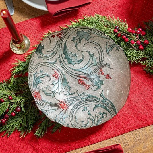 Joyful Traditions Holly 11.5" Glass Serving Bowl, Set of 4