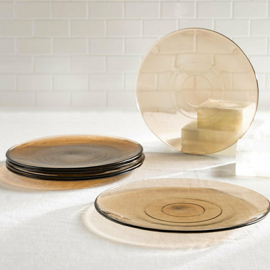 10.5" Glass Dinner Plate, Set of 6, Sand