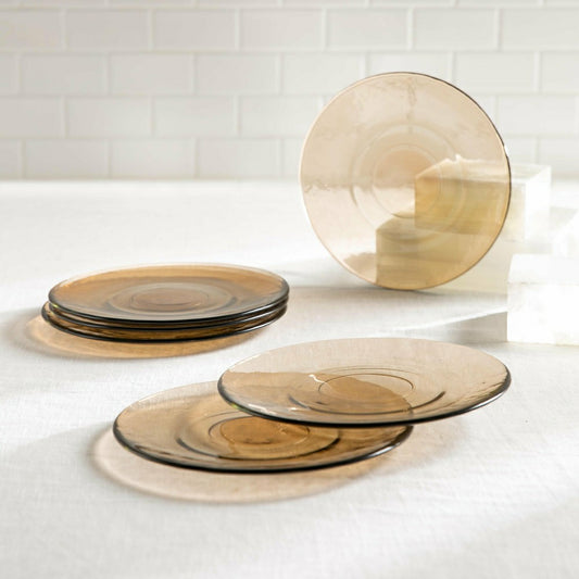 8" Glass Salad Plate, Set of 6, Sand