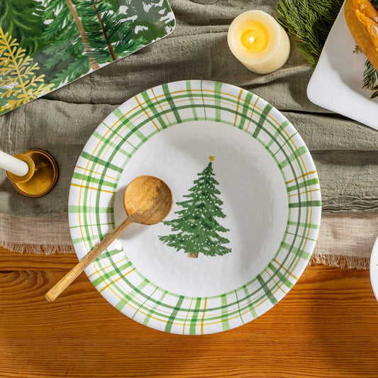 Shades of Green Holiday Melamine 12" Serving Bowl, Set of 4