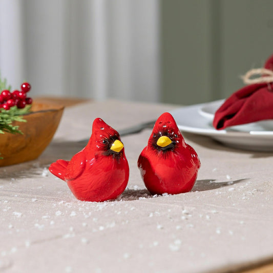 Snowbirds Salt and Pepper Shakers Ceramic Cardinal, Set