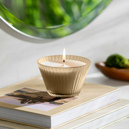 Ribbed Cupcake Glass Candle, Cocoa