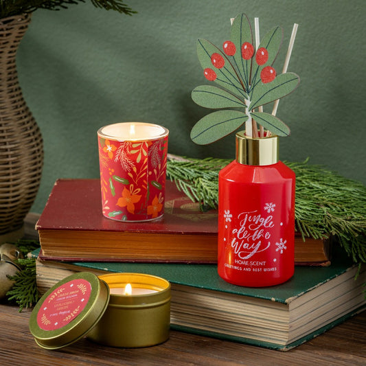 Heartfelt Cheer Candle and Diffuser, Soy Blend Wax Candle and Diffuser