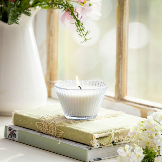Ribbed Cupcake Glass Candle, Ancient Water