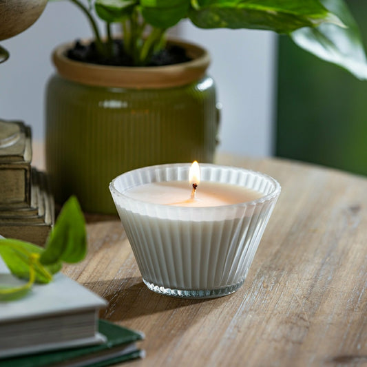 Ribbed Cupcake Glass, Bright White