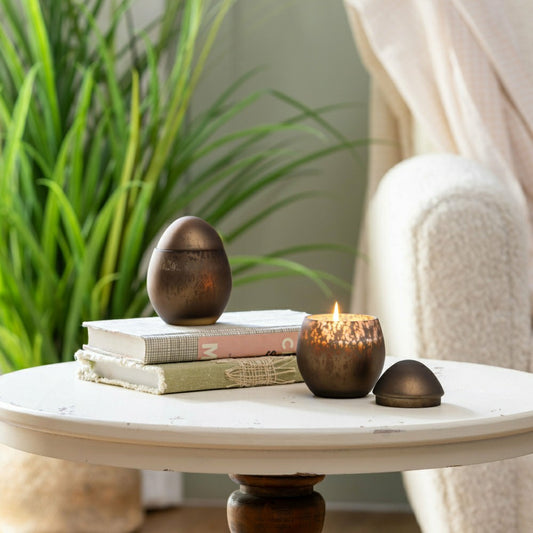 Egg Shape Mercury Glass Candle, Cocoa