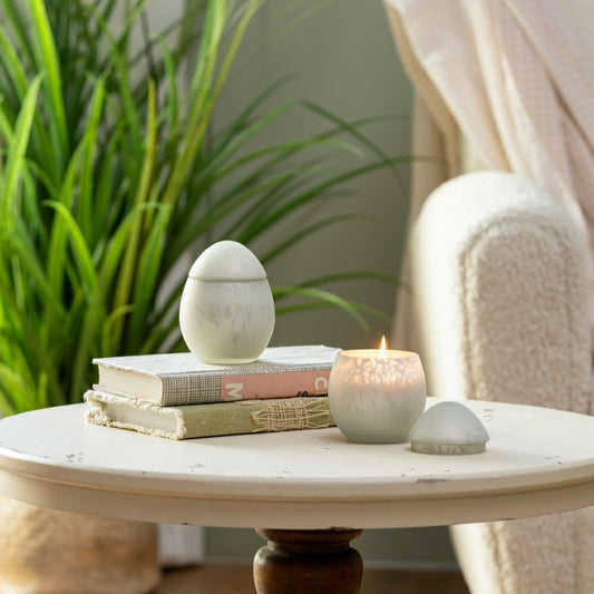 Hop Into Spring Egg Mercury Glass Candle Bright White