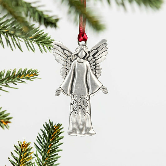 Nativity Ornament Solid Pewter Angel, 3"H