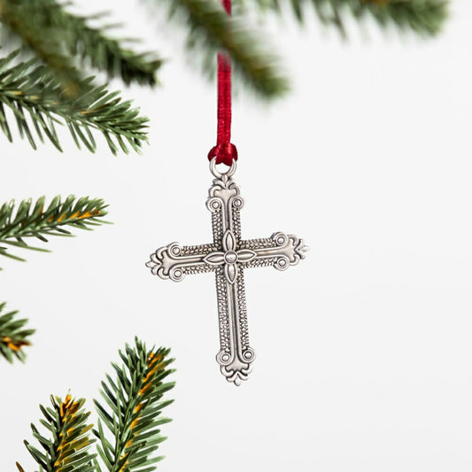Cross Solid Pewter Ornament