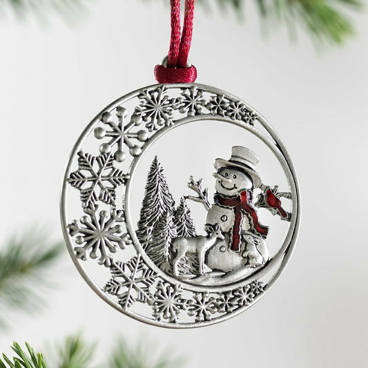 Snowman Solid Pewter Ornament