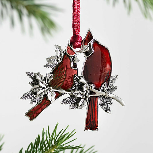Cardinals Solid Pewter Ornament