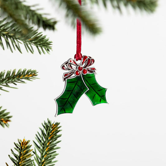 Heartfelt Cheer Ornament Solid Pewter Holly, 2"