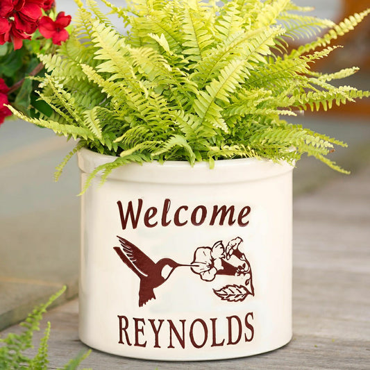 Personalized Stoneware Crock w/Hummingbird