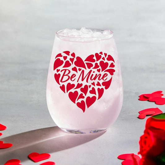 Valentine's "Be Mine" Stemless Glass, 17oz, Gift Box