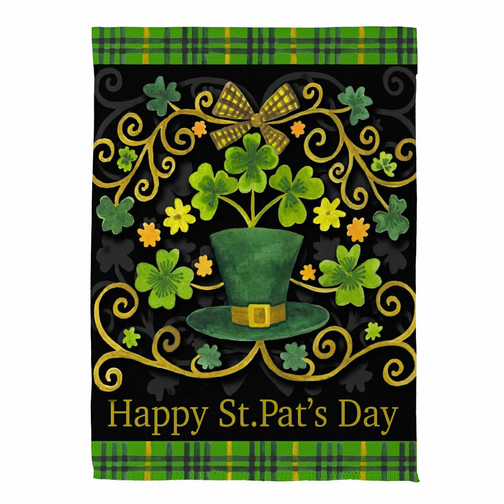 St. Patrick's Day Ornate Suede House Flag
