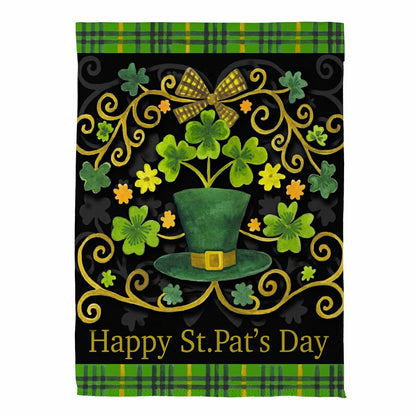St. Patrick's Day Ornate Suede House Flag