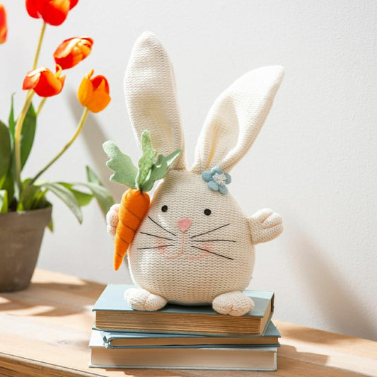 Hop Into Spring Table Decor Fabric Whimsical Bunny with Carrot