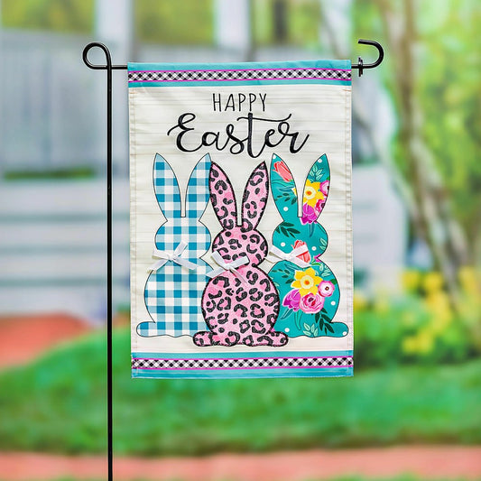 Bright Bunnies Applique Garden Flag