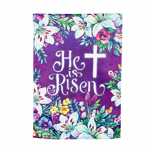 Floral Easter Cross Suede Garden Flag
