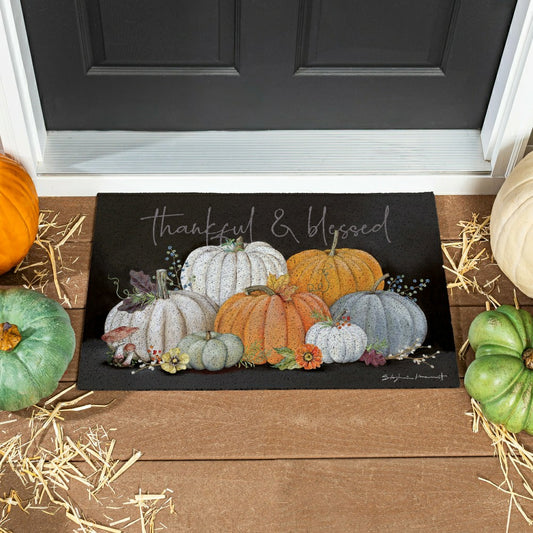 Grateful Gatherings Beauty Of Fall PVC Trapper Mat, "Thankful & Blesse
