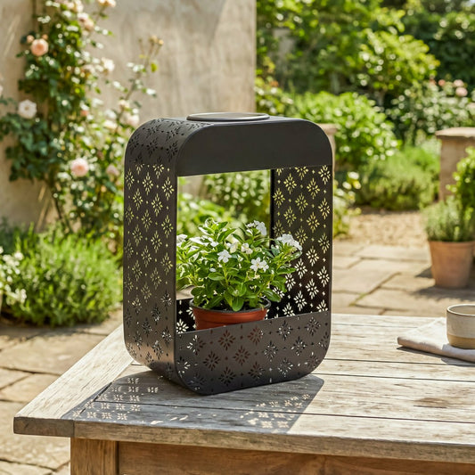 Solar Floral Planter, Black