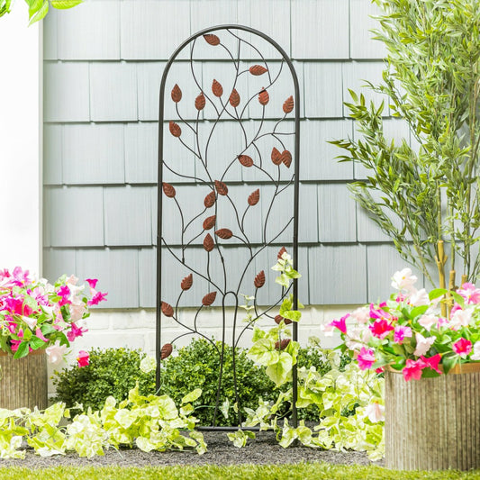 Metal Trellis with Leaves