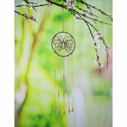 Garden of Wonder Wind Chime, Beaded Glass, Butterfly