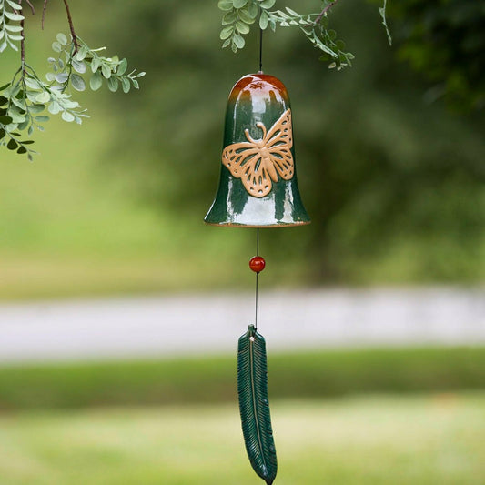 Bly-Green Porcelain Bell with Butterflies
