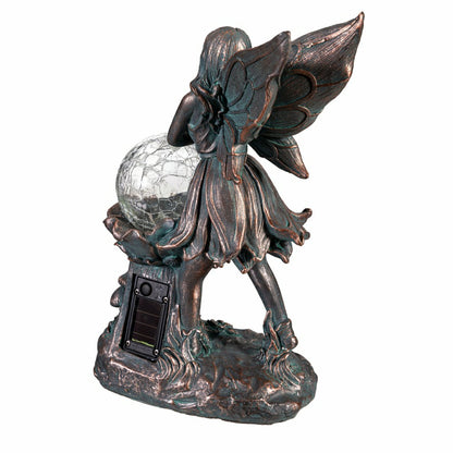 Garden Of Wonder Garden Statue, LED Fairy With Orb Statue