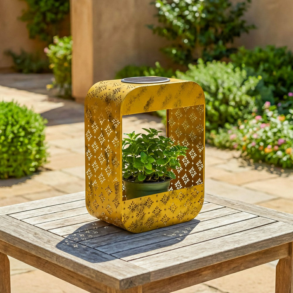 Solar Floral Planter, Gold