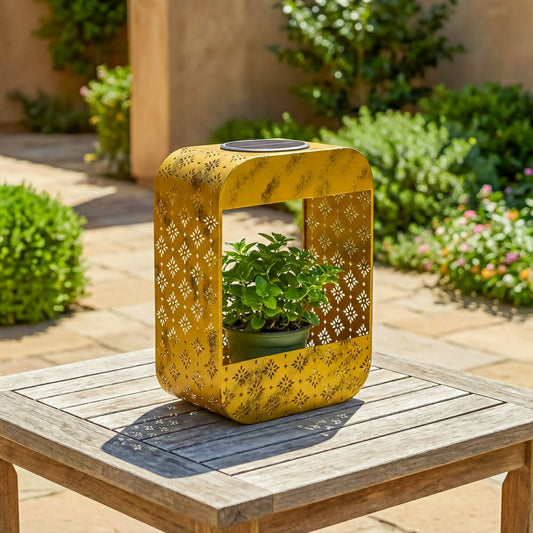 Solar Floral Planter, Gold