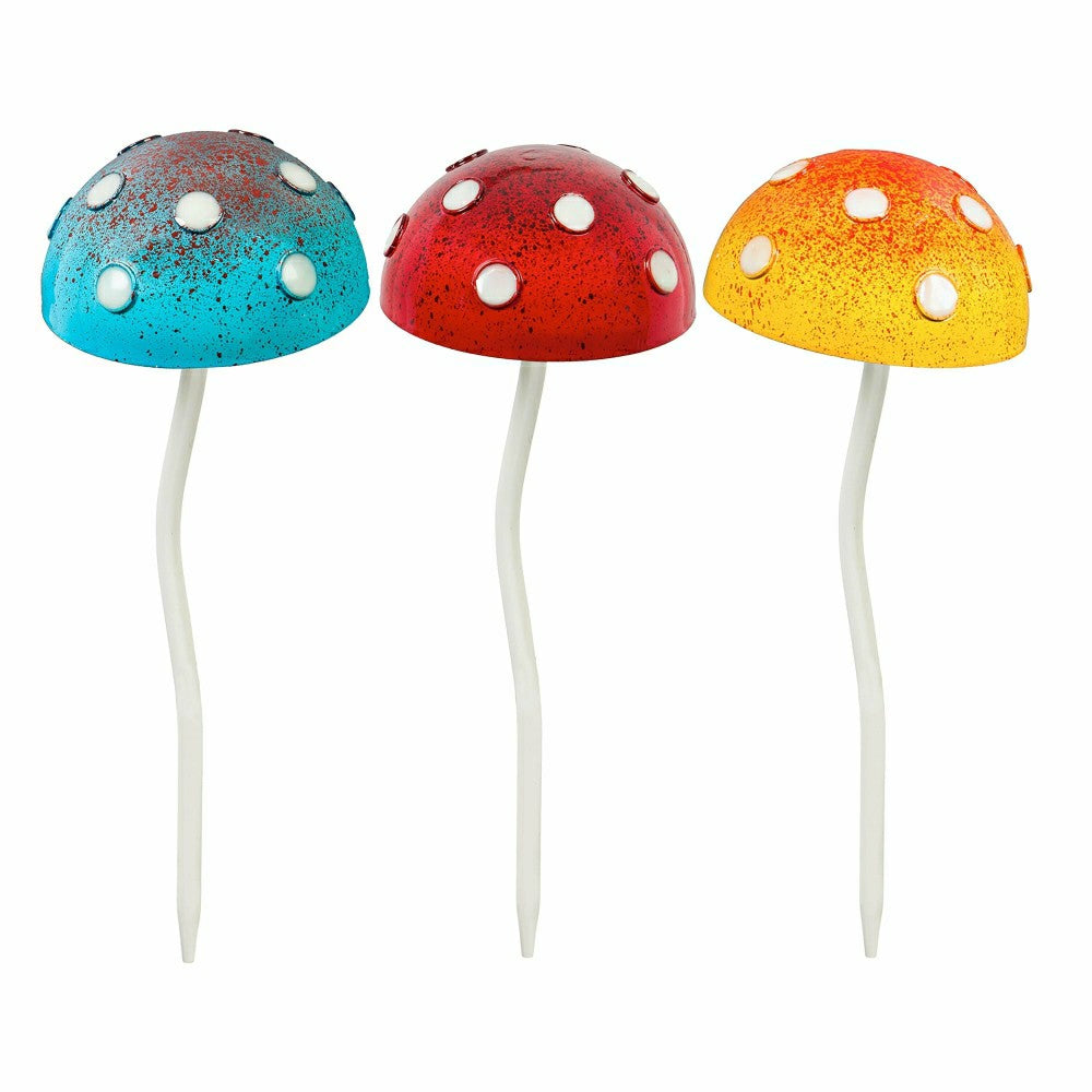 12.5"H Glow in the Dark Mushroom Plant Pick, Yellow