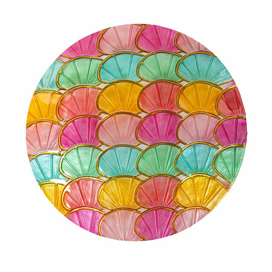 Palm Beach Birdbath, Bright Shell Glass Birdbath, 18"