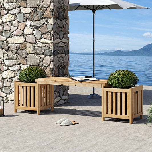 Patio Wooden Bench with Planter