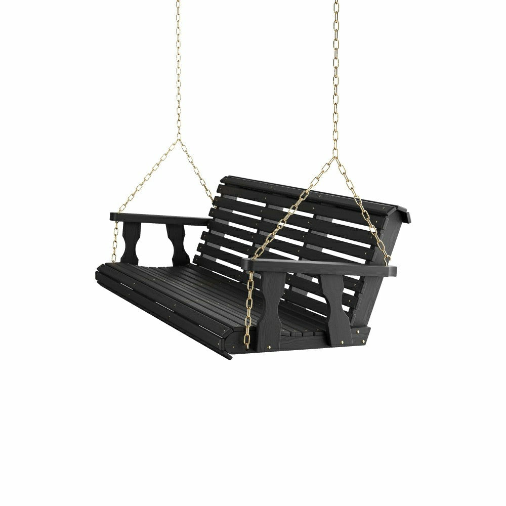 Amish Casual 3 Foot Roll Back Porch Swing in Black Stain