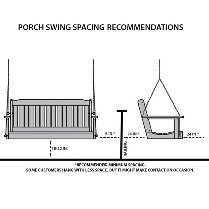 Amish Casual 3 Foot Roll Back Porch Swing in Black Stain