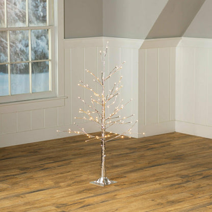 4'H Indoor/Outdoor Silver Metallic Tree with 112 Lights