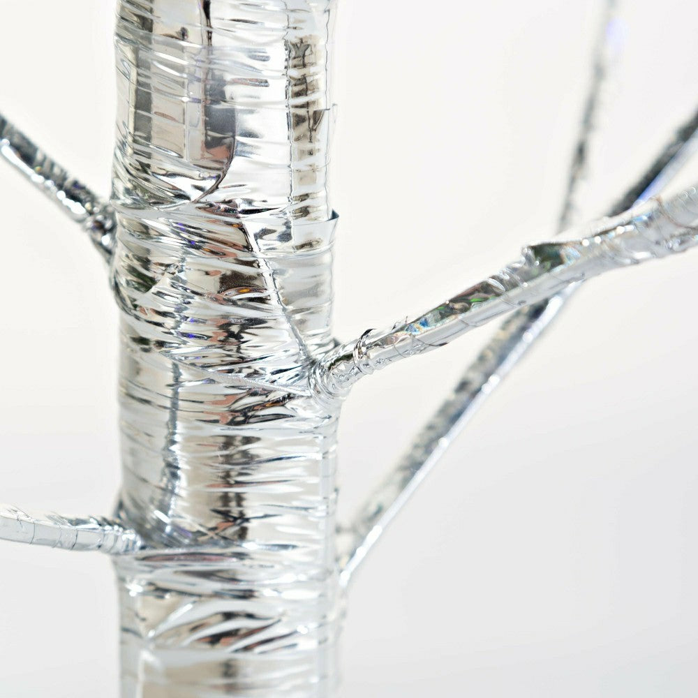 4'H Indoor/Outdoor Silver Metallic Tree with 112 Lights