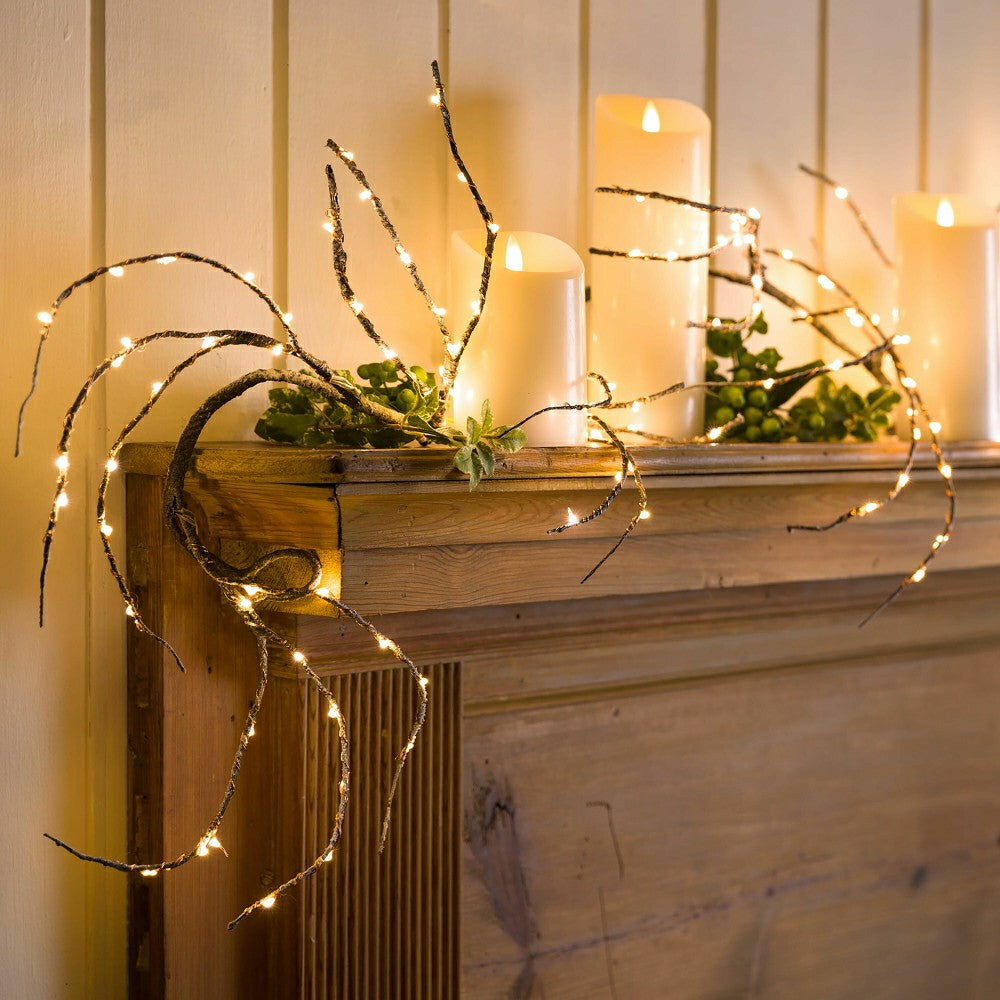 Indoor/Outdoor Birch Garland with 165 Micro LED Lights, 5'L