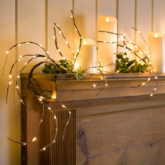 Indoor/Outdoor Birch Garland with 165 Micro LED Lights, 5'L