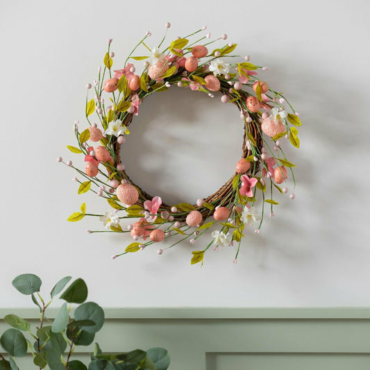 Bunny Blooms Wreath Easter Eggs, 16"H