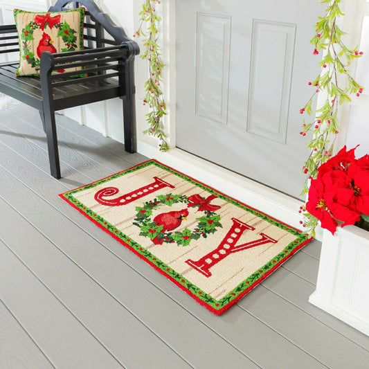 Indoor/Outdoor Hooked Rug Cardinal Joy Polypropylene, 24"x42"