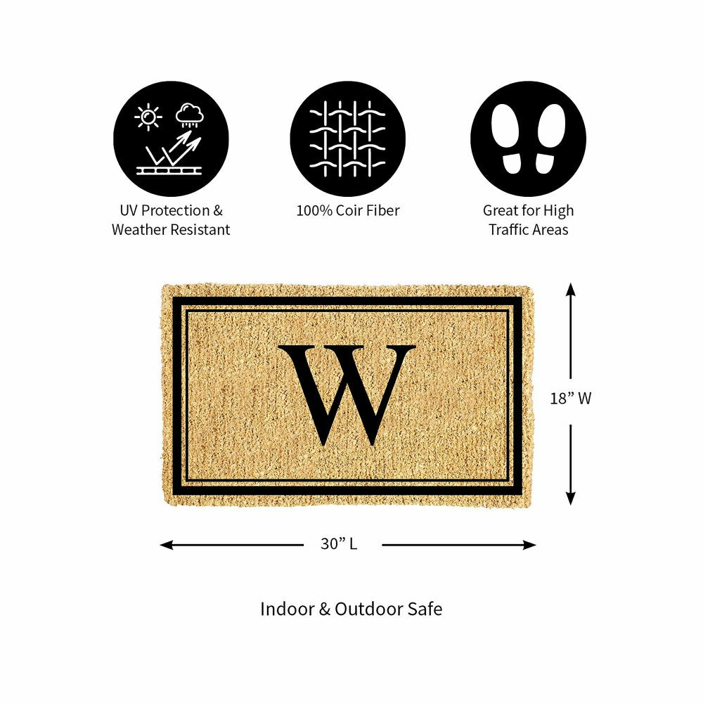 Monogram Coir Mat, Letter "W"
