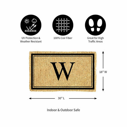 Monogram Coir Mat, Letter "W"