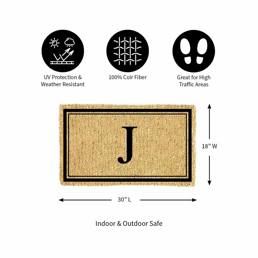 Monogram Coir Mat, Letter "J"