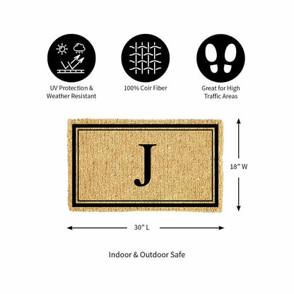 Monogram Coir Mat, Letter "J"