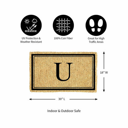 Monogram Coir Mat, Letter "U"
